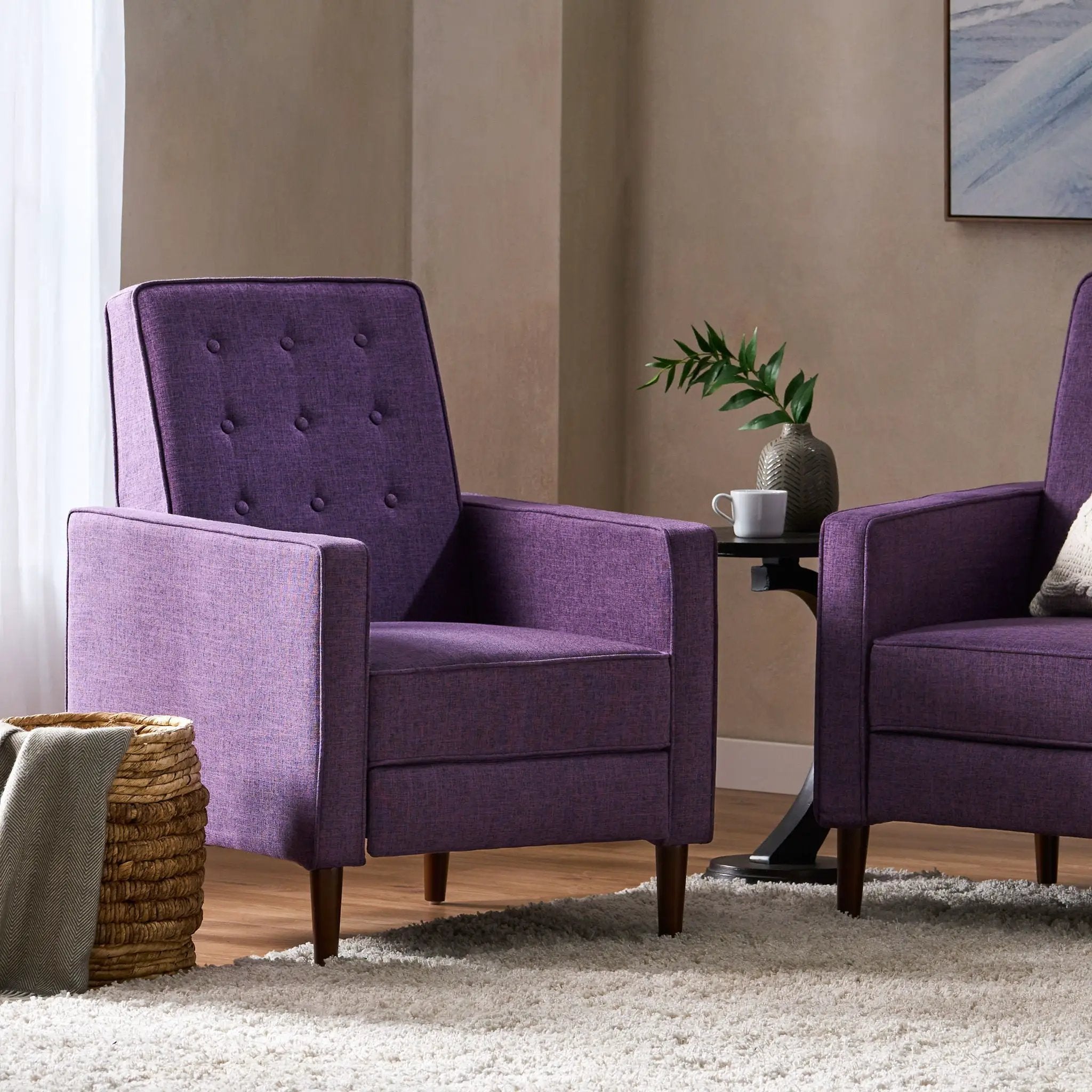Mid-Century Modern Recliner With Button Tufted Waffle Stitch by HouseOfZazla