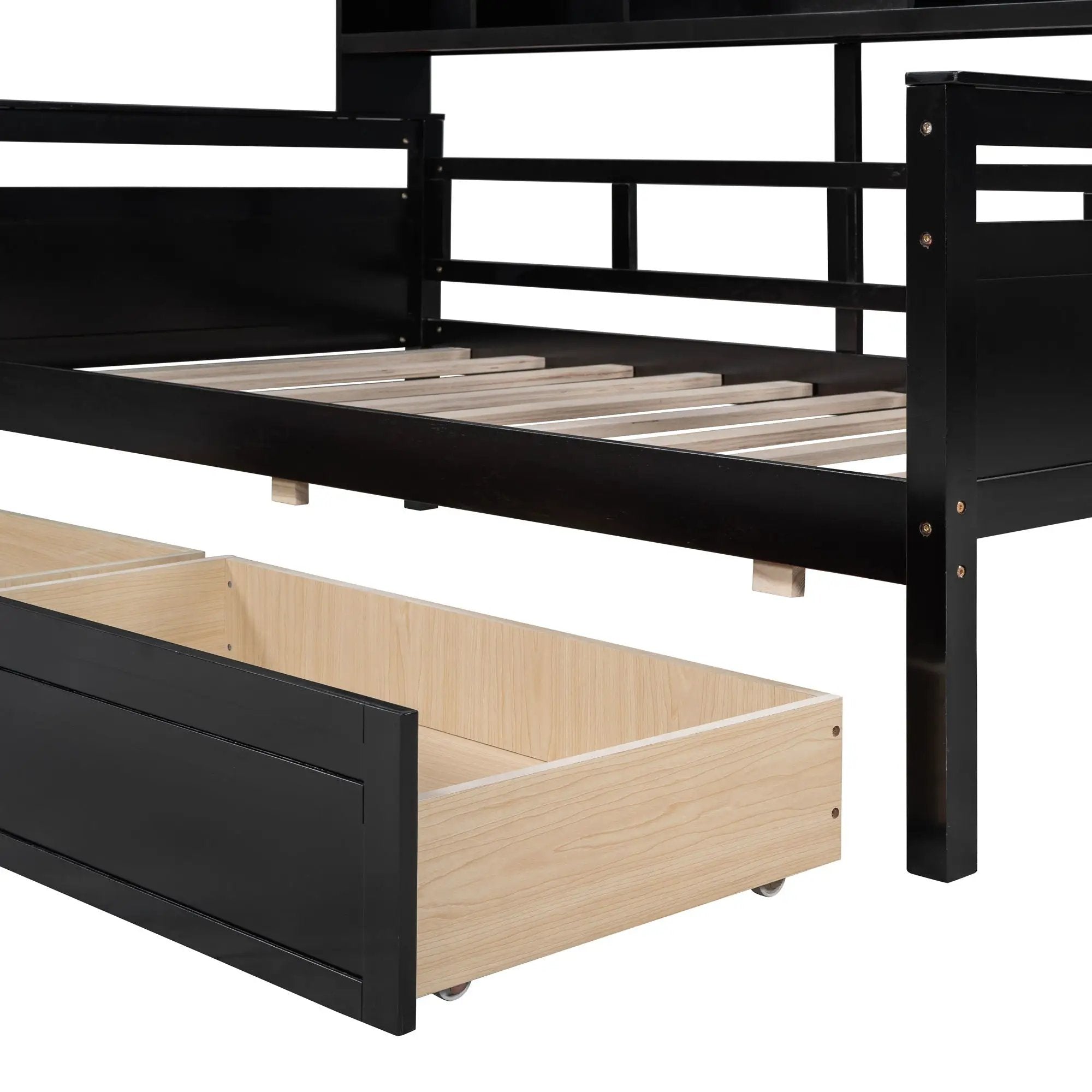 Daybed, Slat Support, With Bedside Shelves And 2 Drawers by HouseOfZazla