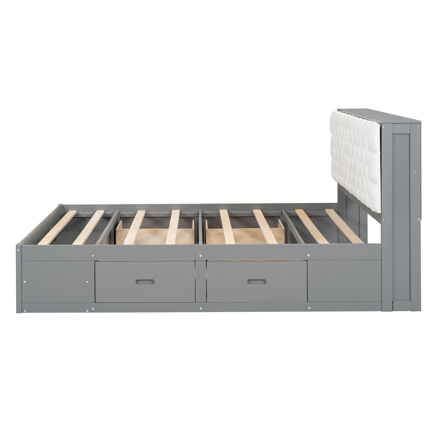 Platform Bed With Storage Headboard, Shoe Rack And 4 Drawers by HouseOfZazla