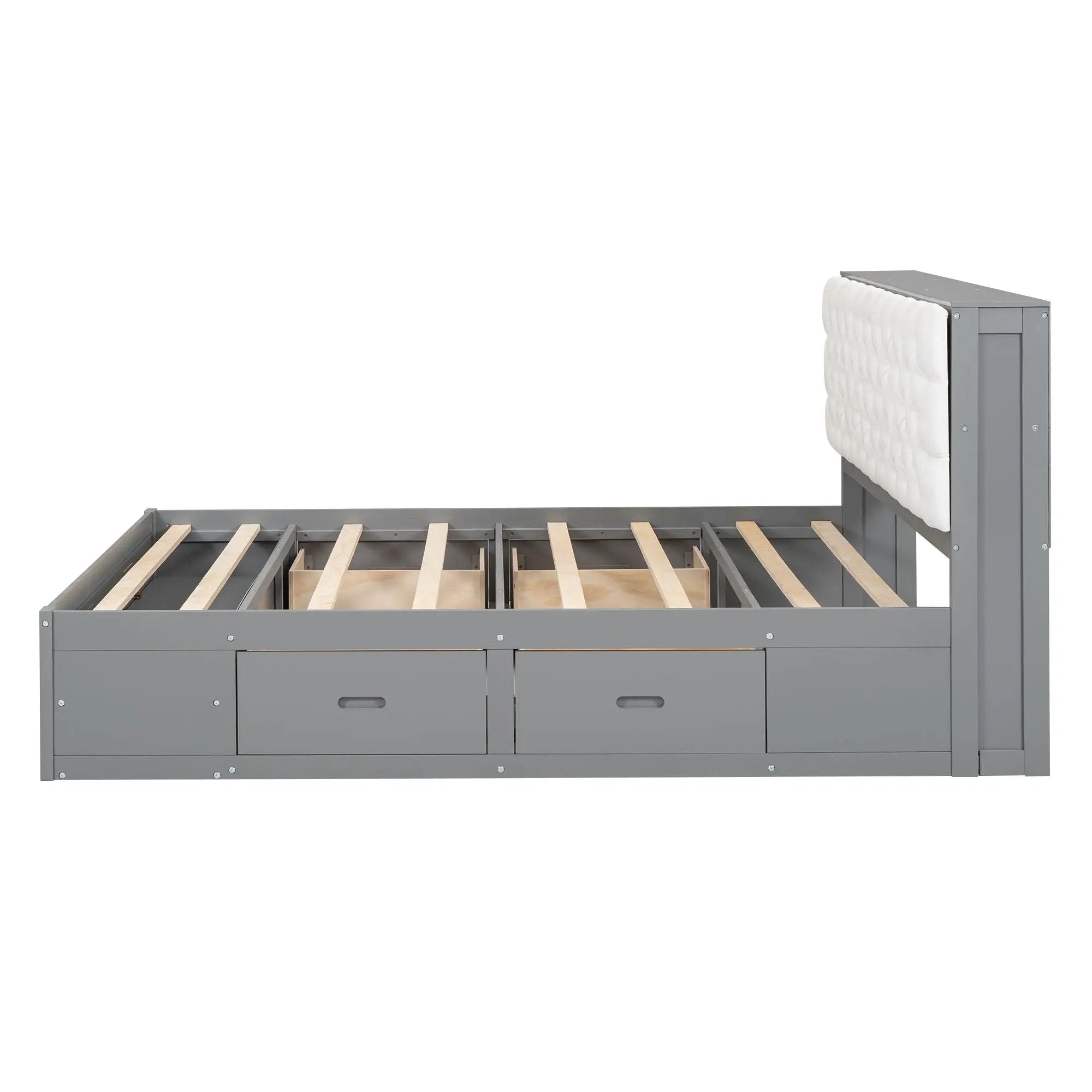 Platform Bed With Storage Headboard, Shoe Rack And 4 Drawers by HouseOfZazla