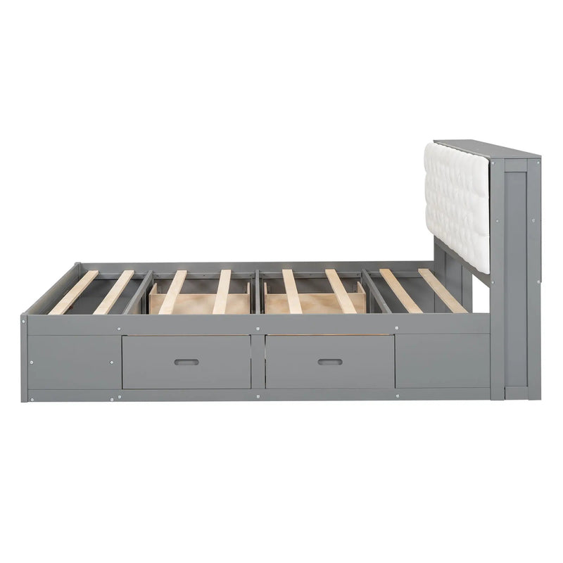 Platform Bed With Storage Headboard, Shoe Rack And 4 Drawers by HouseOfZazla