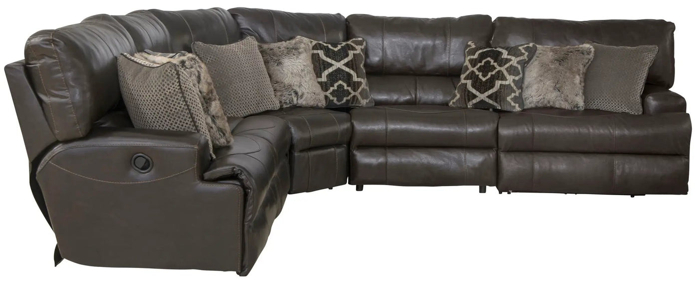 Como - 5 Piece Italian Leather Match Reclining Sectional by Unique Piece Furniture