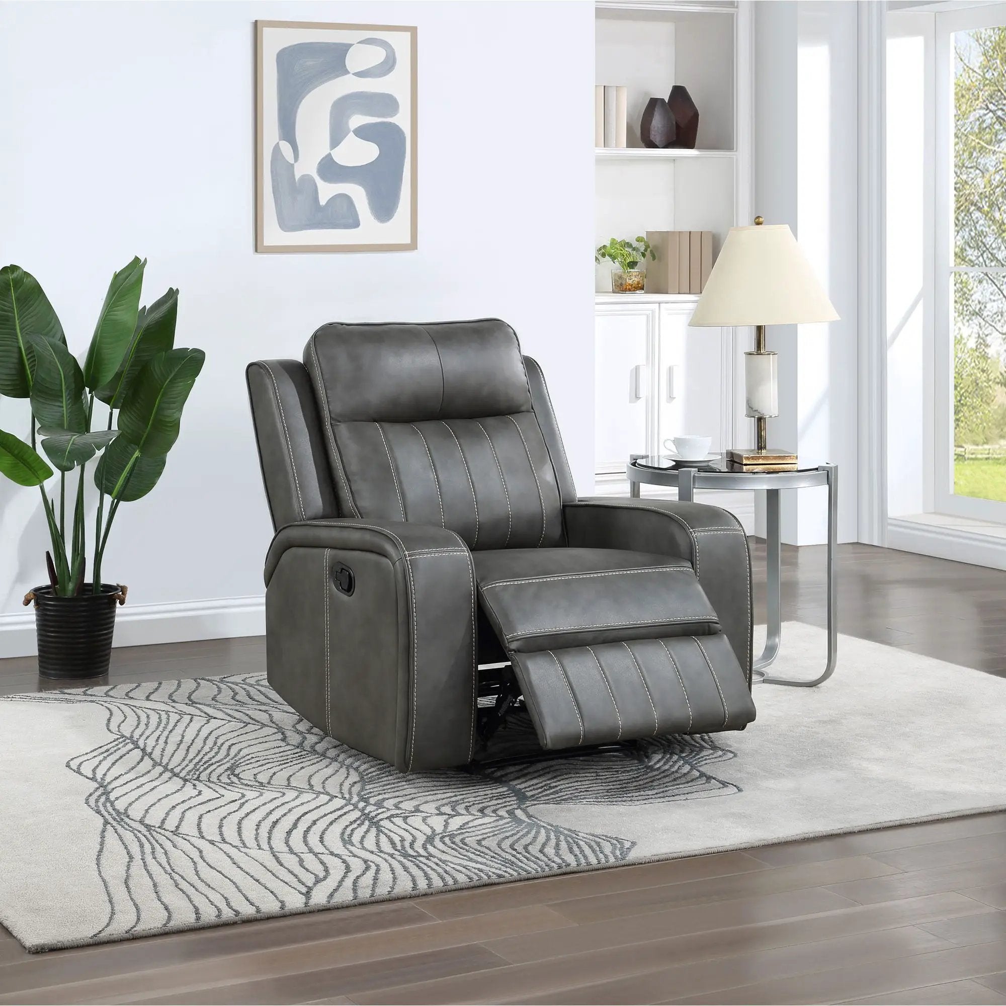 Forrest - Recliner Chair With Tufted Upholstery - Gray by HouseOfZazla