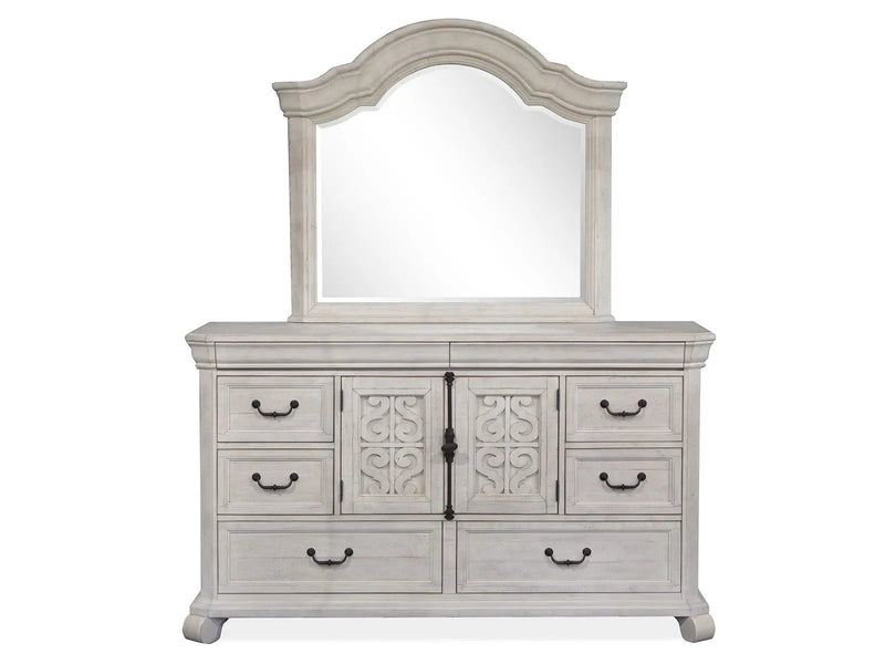 Bronwyn - Drawer Dresser With Shaped Mirror - Alabaster by Unique Piece Furniture