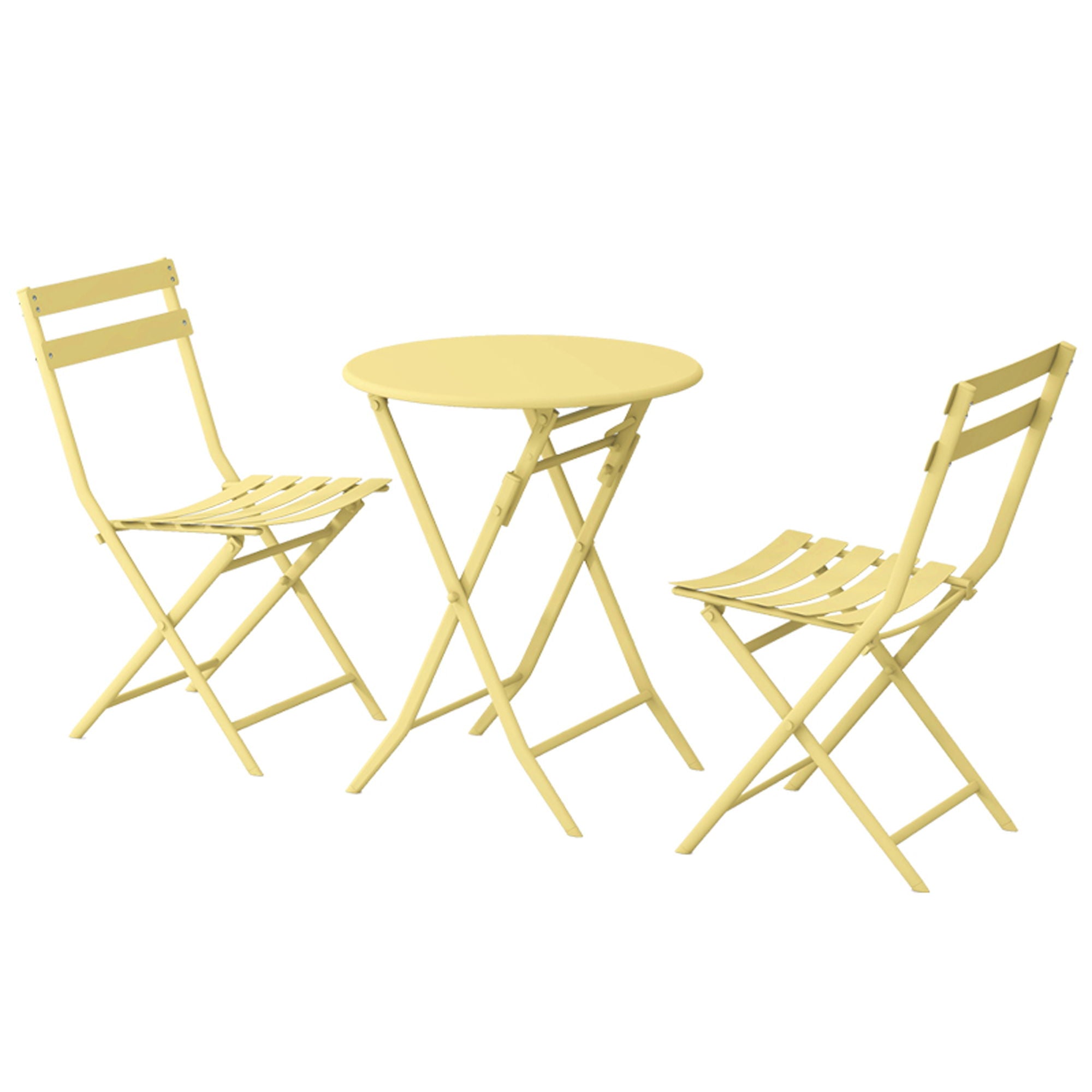 3 Piece Patio Bistro Set Of Foldable Round Table And Chairs by HouseOfZazla