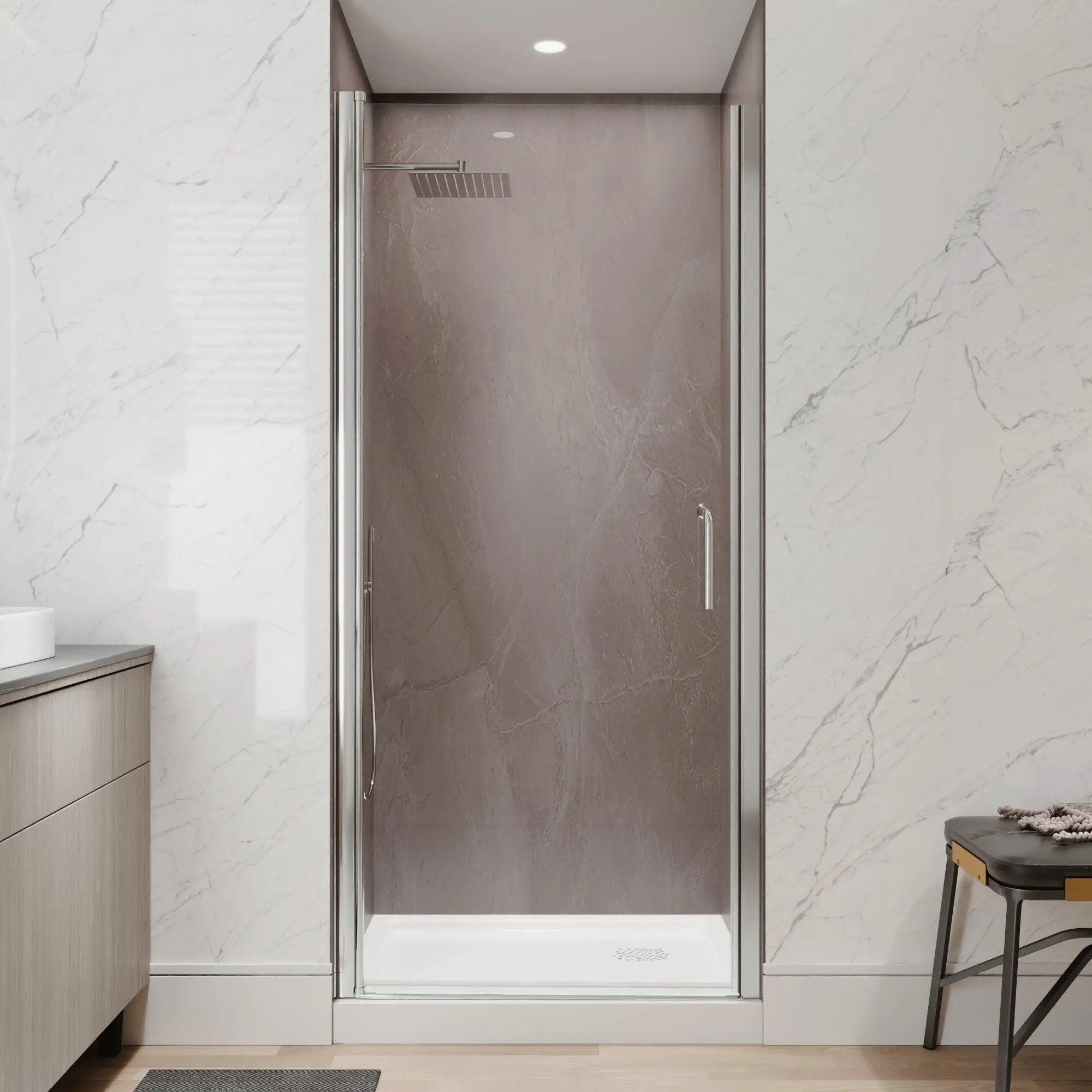 34 In. to 36 In. x 72 In. Semi-Frameless Pivot Shower Door by HouseOfZazla