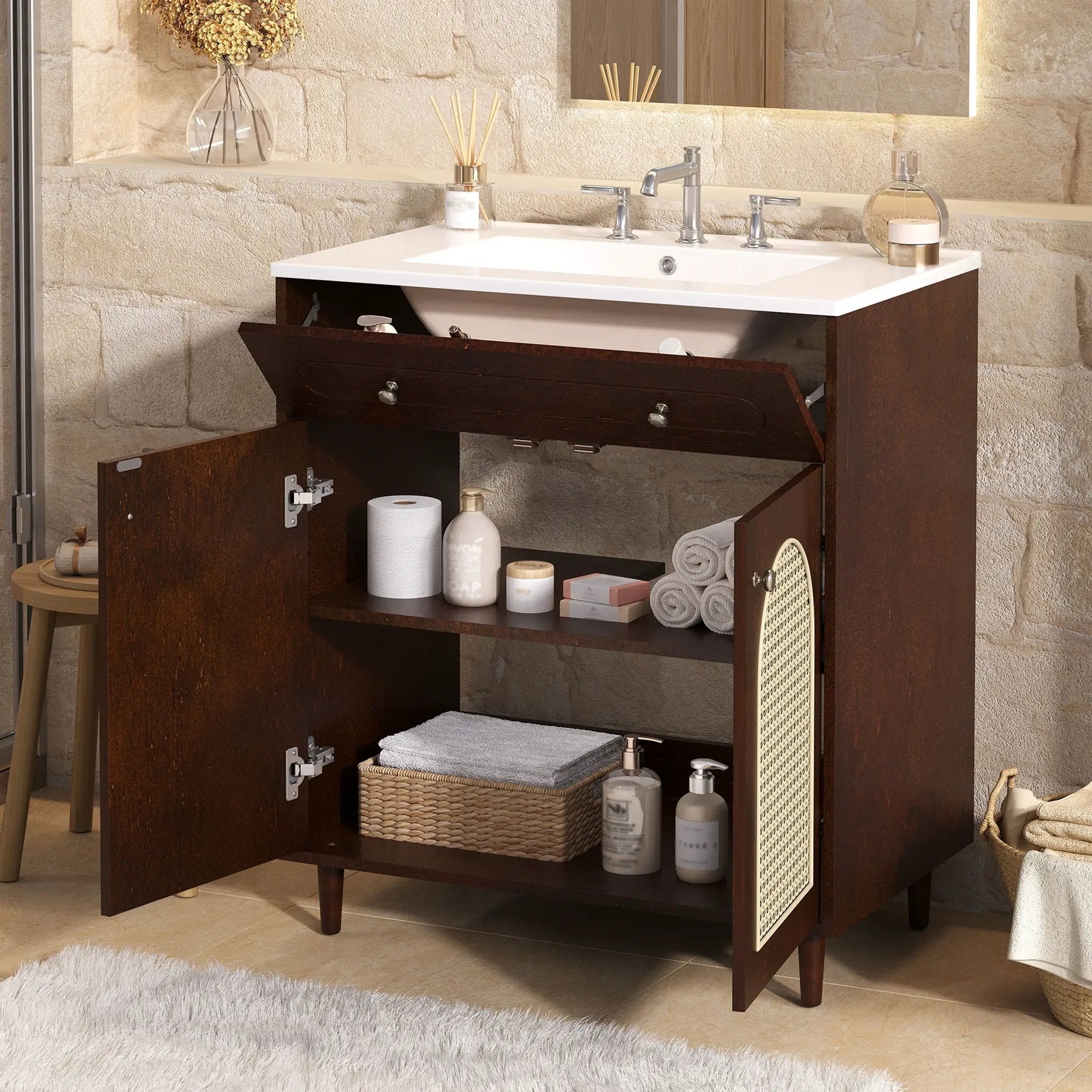Modern Bathroom Vanity With Sink, Cabinet With Adjustable Shelf by HouseOfZazla