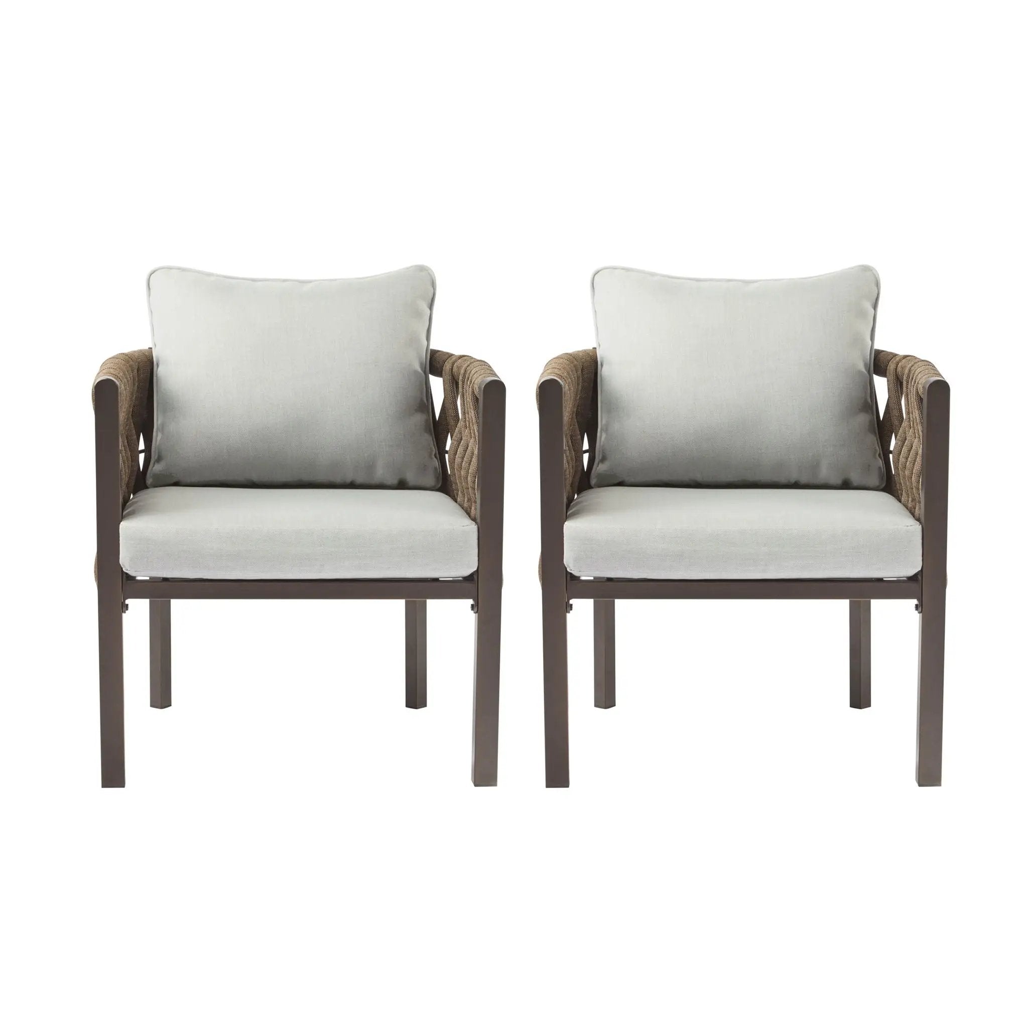 2 Pieces Outdoor Metal Patio Club Chair with Cushions by HouseOfZazla