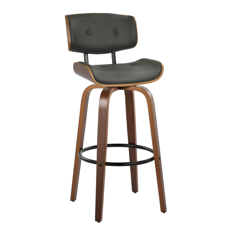 Lombardi - Mid-Century Modern Fixed Height Barstool With Swivel With Round Footrest (Set of 2) by Unique Piece Furniture