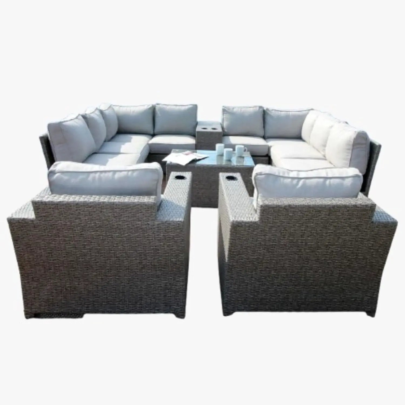 Outdoor Wicker Sectional With Weather Resistant Cushions And Table by Unique Piece Furniture