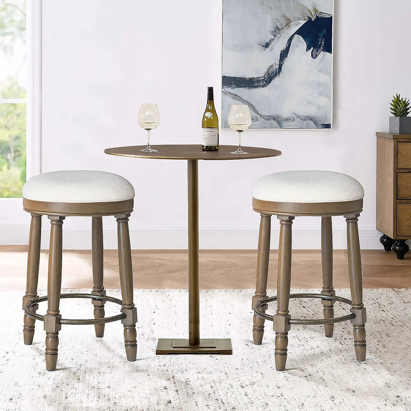 360° Swivel Wooden Barstools With Upholstered Seat, Counter Height (Set of 2) by Unique Piece Furniture