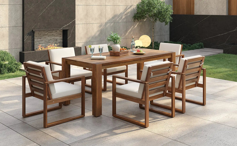 TREXM Patio Table and Chairs Set for 6 with Umbrella Hole by HouseOfZazla