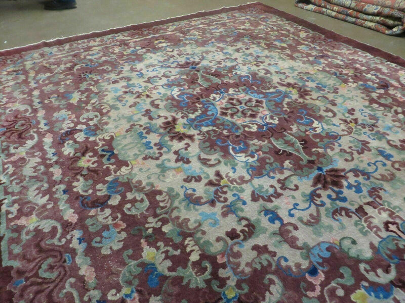 8' X 10' Vintage Handmade Chinese Art Deco Peking Nichols Wool Rug Flowers Nice by Jewel Rugs