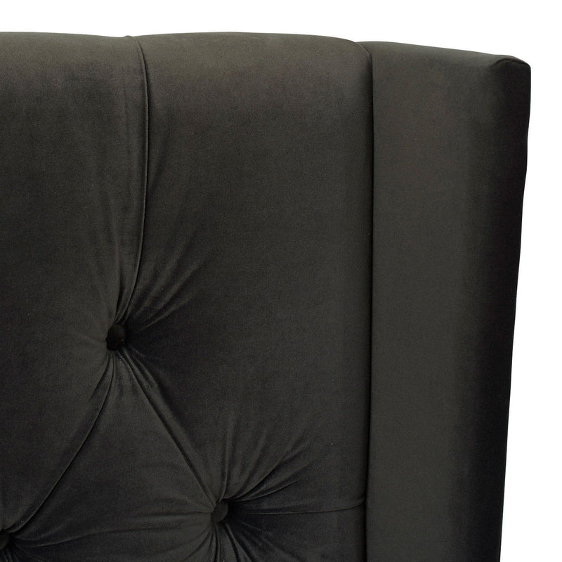 David - King Tufted Wingback Bed - Dark Charcoal Gray by HouseOfZazla