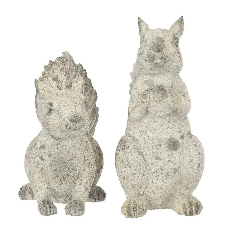 Resin Standing & Lying Down Squirrel Rustic, For Harvest Festival Fall Festival & Thanksgiving Table Decorations (Set of 2) - Antique Cream by HouseOfZazla