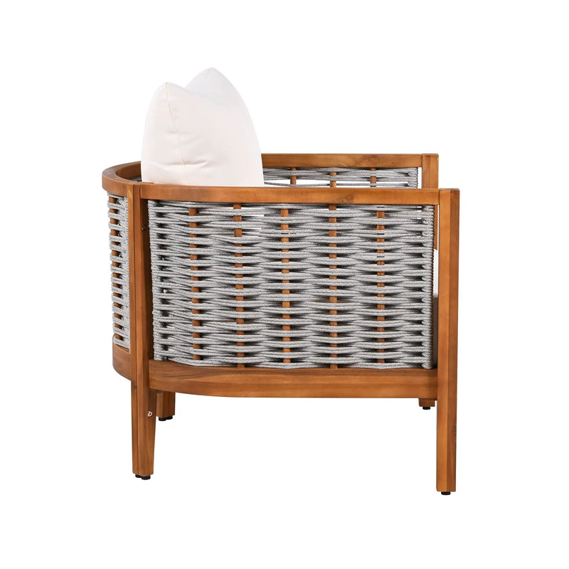 2 Pieces Outdoor Unique Tub Design Armchair with Woven Rope by HouseOfZazla
