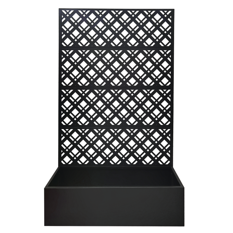 Rhombus Black Metal Planter Raised Garden Bed with Trellis by HouseOfZazla