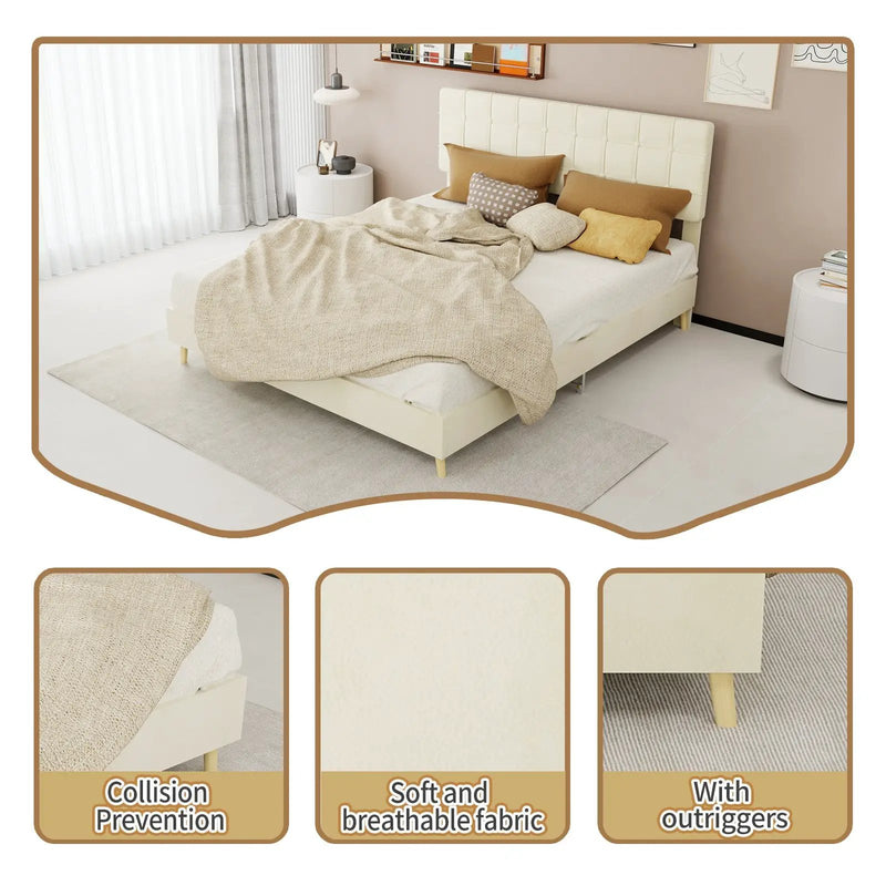 Modern Upholstered Bed Frame – Premium Holland Velvet Fabric by HouseOfZazla