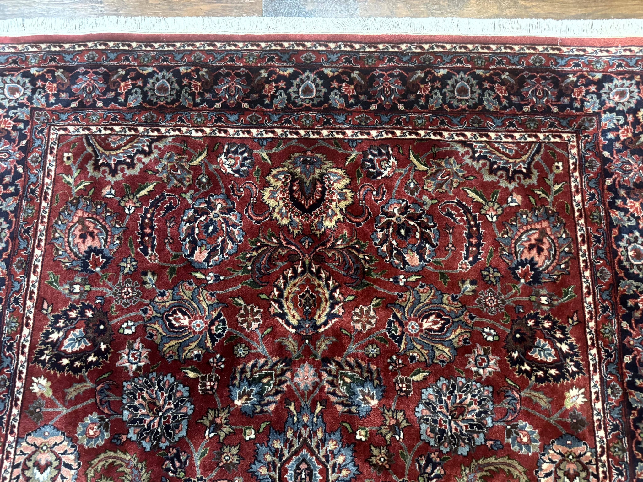 Indo Persian Rug 5x7, Vintage Traditional Floral Carpet, Burgundy and Navy Blue by Jewel Rugs