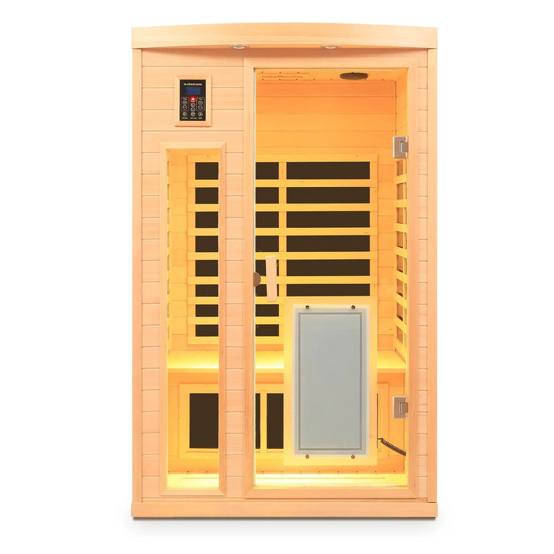 Low EMF Hemlock Wood Far-Infrared Indoor Two-Person Sauna Room by HouseOfZazla