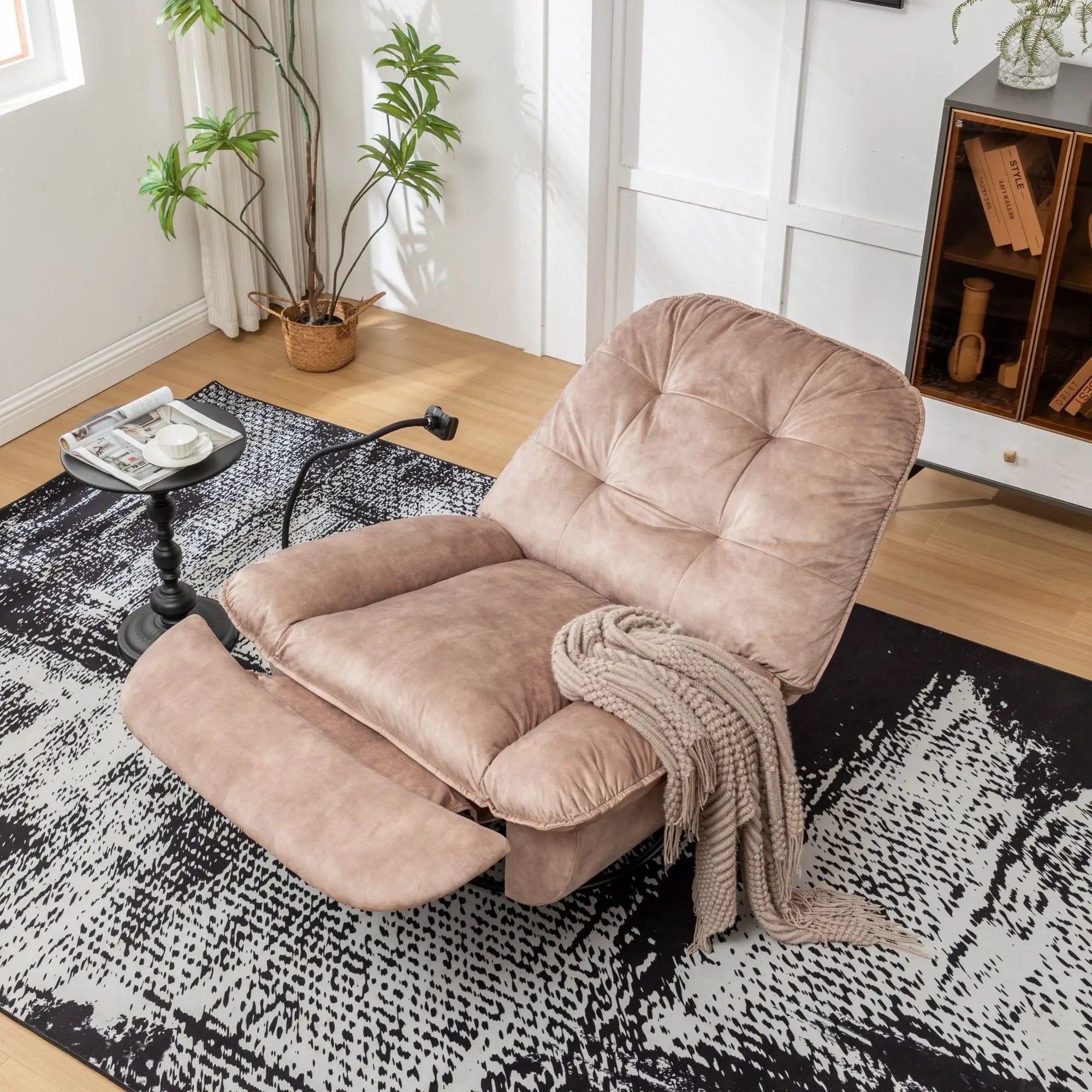 Modern Swivel Gliding Recliner Chair With Rocking Function And Phone Holder, Large Comfortable by HouseOfZazla