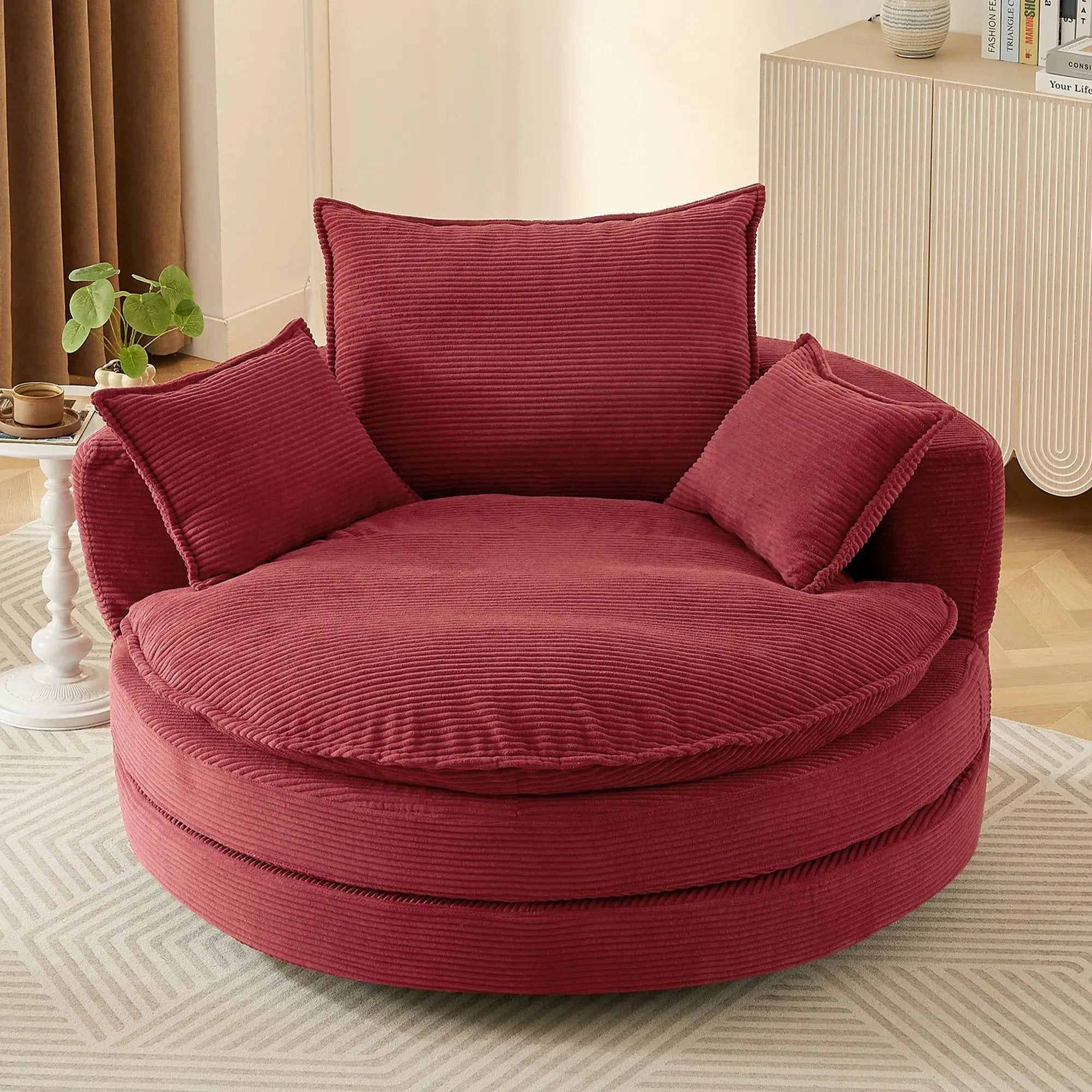 360° Swivel Accent Barrel Chair With Dual Layer Cushion And 3 Removable Pillows by HouseOfZazla