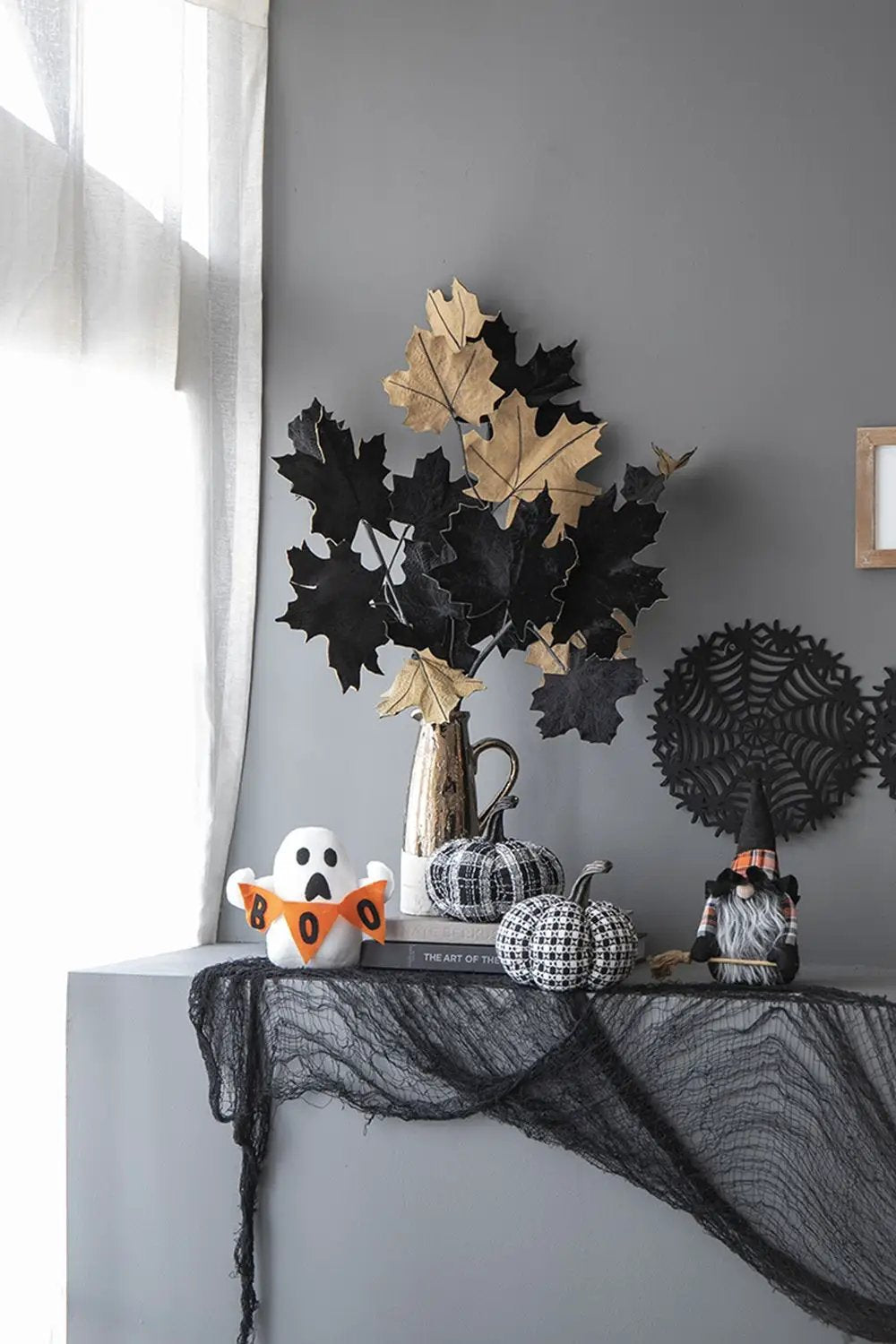 Light Plaid Pumpkin, For Holiday Halloween Decor - Black / White by HouseOfZazla