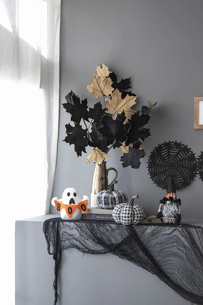 Light Plaid Pumpkin, For Holiday Halloween Decor - Black / White by HouseOfZazla