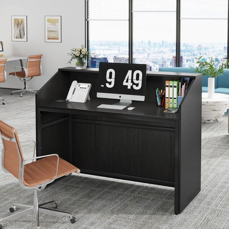 Modern Reception Desk, Front Desk Table With Cable Grommet & Privacy Panels by HouseOfZazla