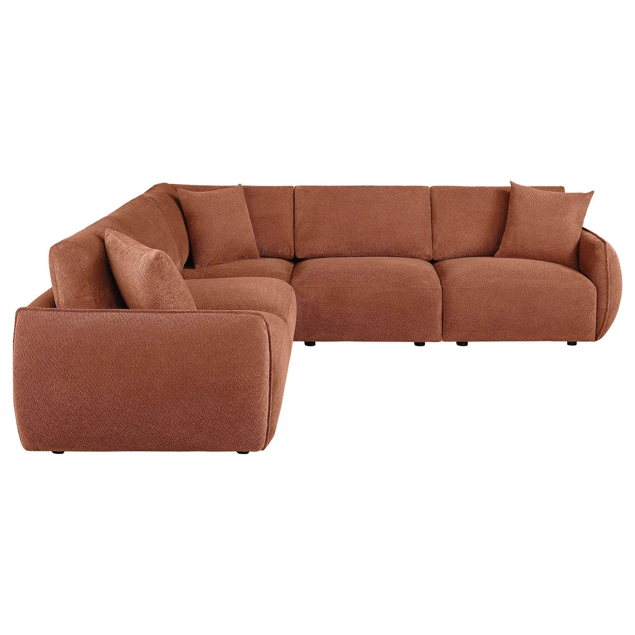 Elysia 5-piece Chenille Upholstered Modular Sectional Sofa Coral by Unique Piece Furniture
