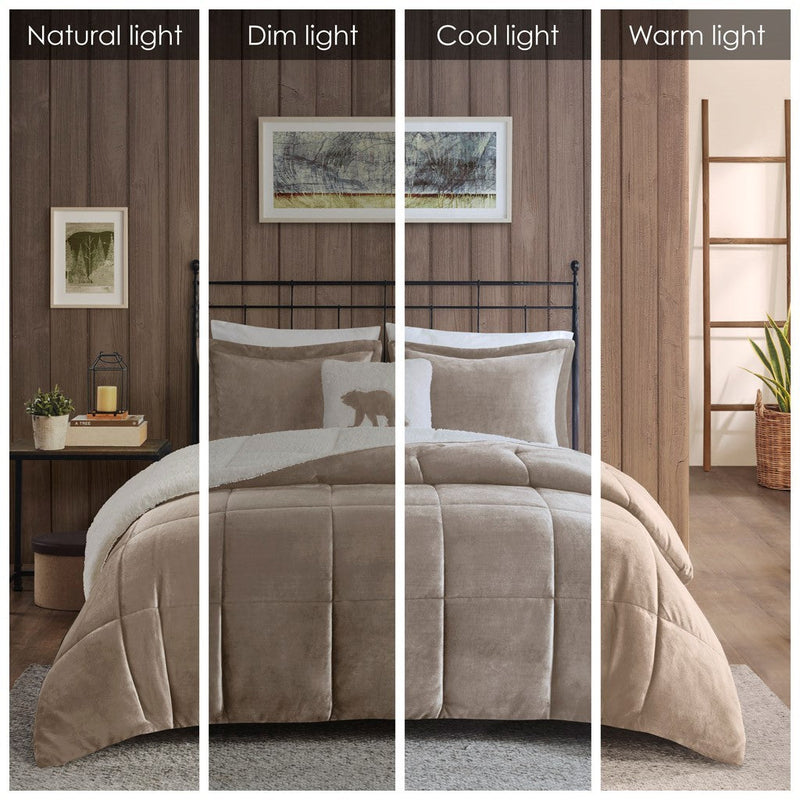 Full/Queen Plush to Sherpa Down Alternative Comforter Set by HouseOfZazla