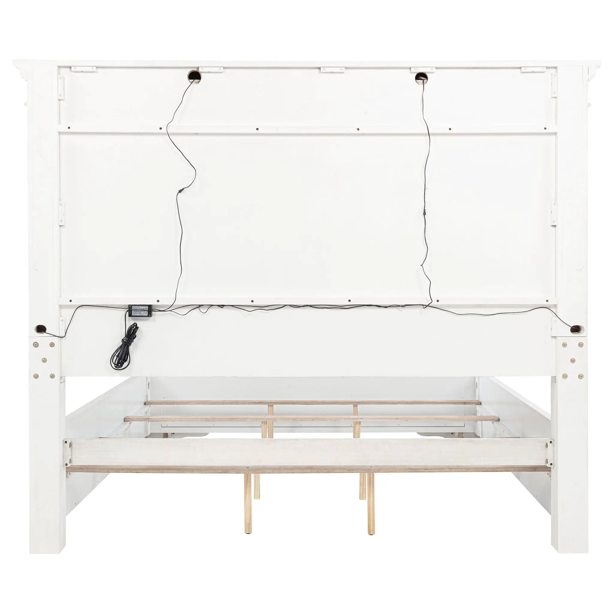 McKinney California King LED Light Panel Bed Vintage White by Unique Piece Furniture