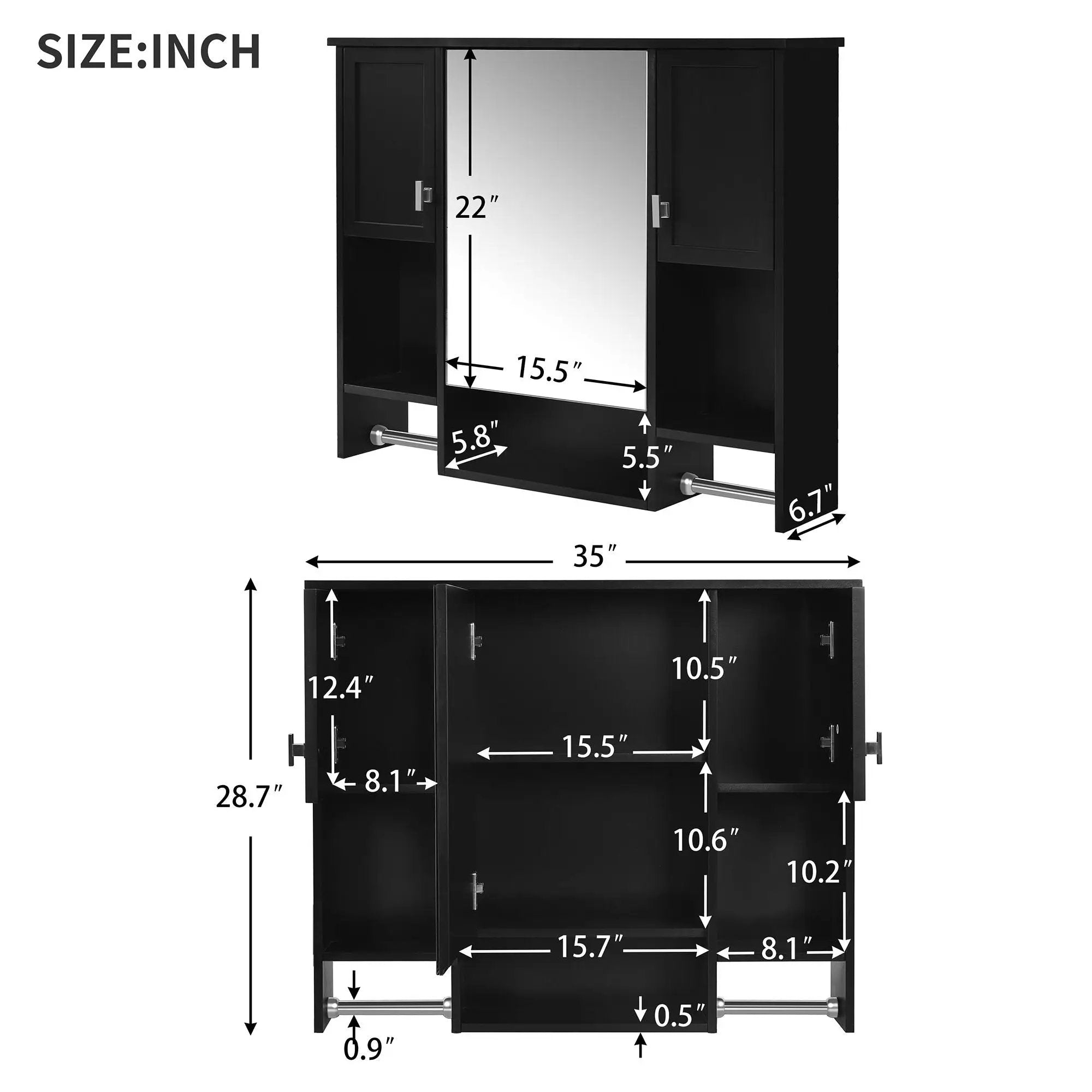 Wall Mounted Bathroom Storage Cabinet With Mirror, Medicine Cabinet With Towel Bar by Unique Piece Furniture