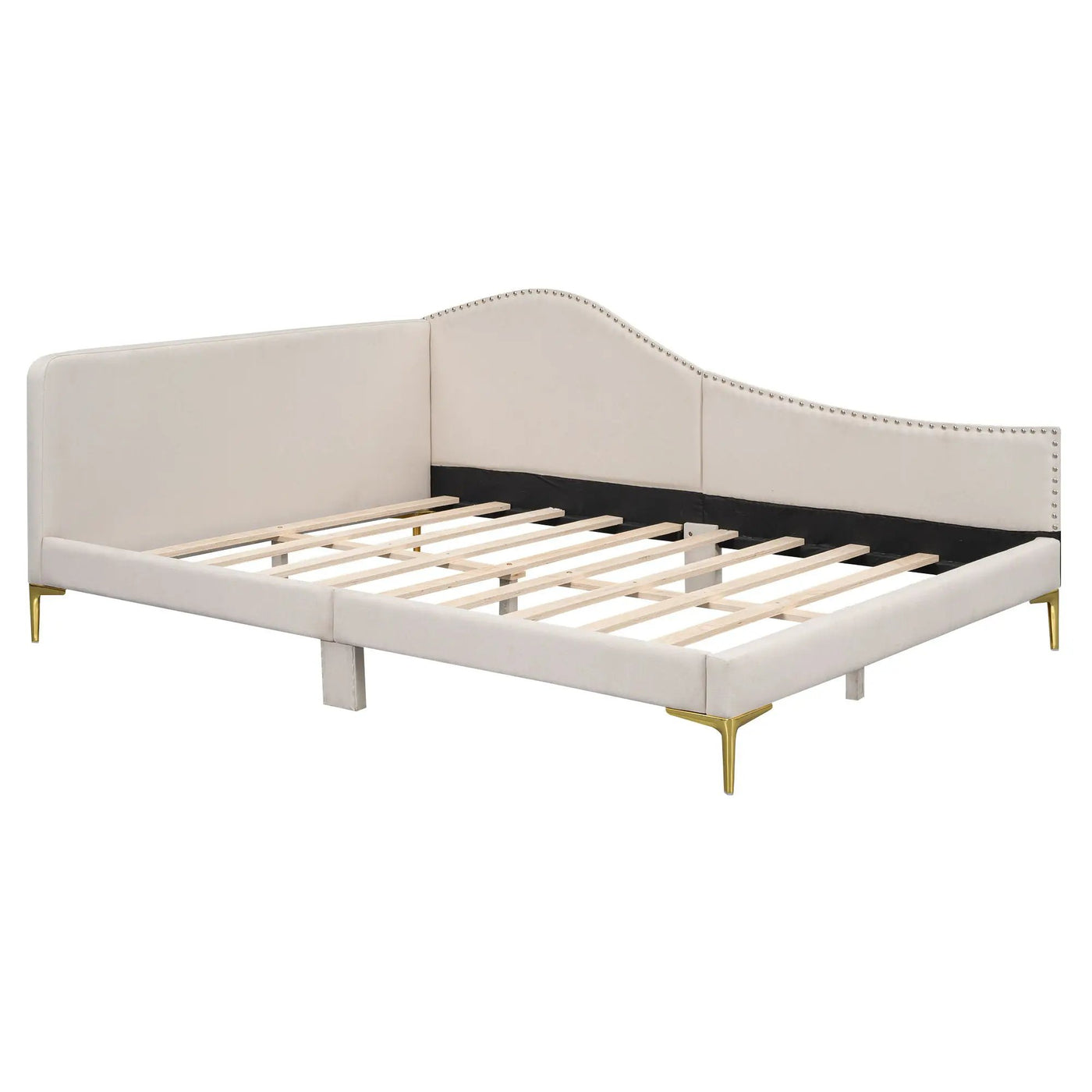 Upholstered Daybed With Headboard And Armrest, Support Legs by Unique Piece Furniture