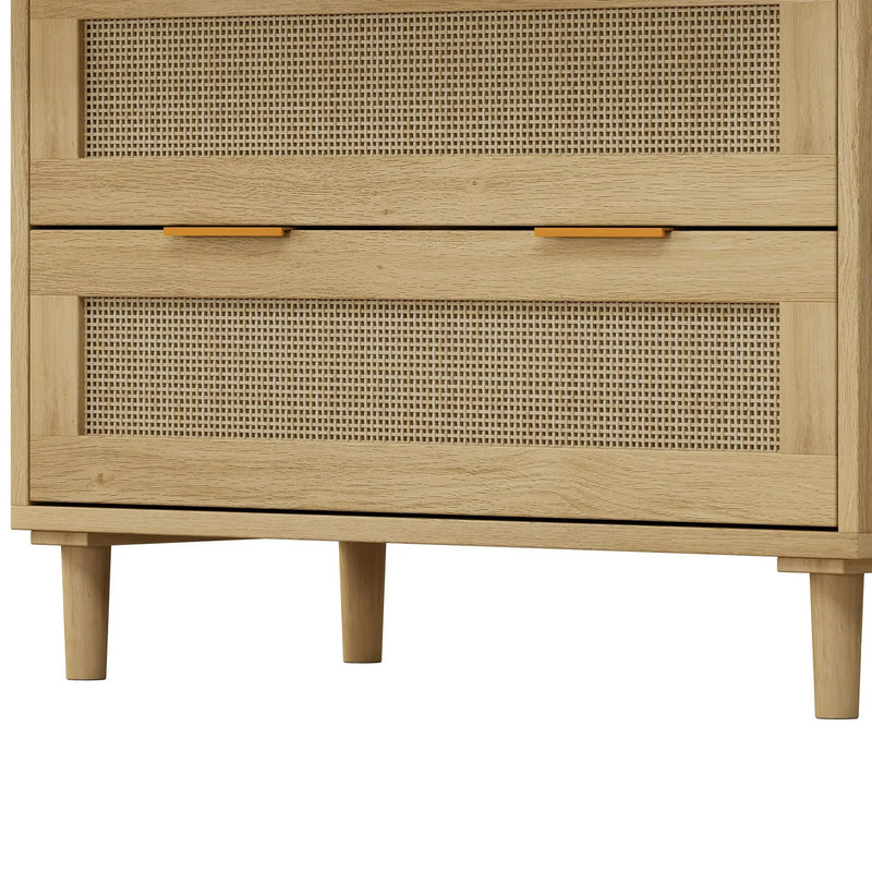 3 Drawers Rattan Storage Cabinet Rattan Drawer, For Bedroom, Living Room, Dining Room, Hallways (Set of 2) - Oak by HouseOfZazla