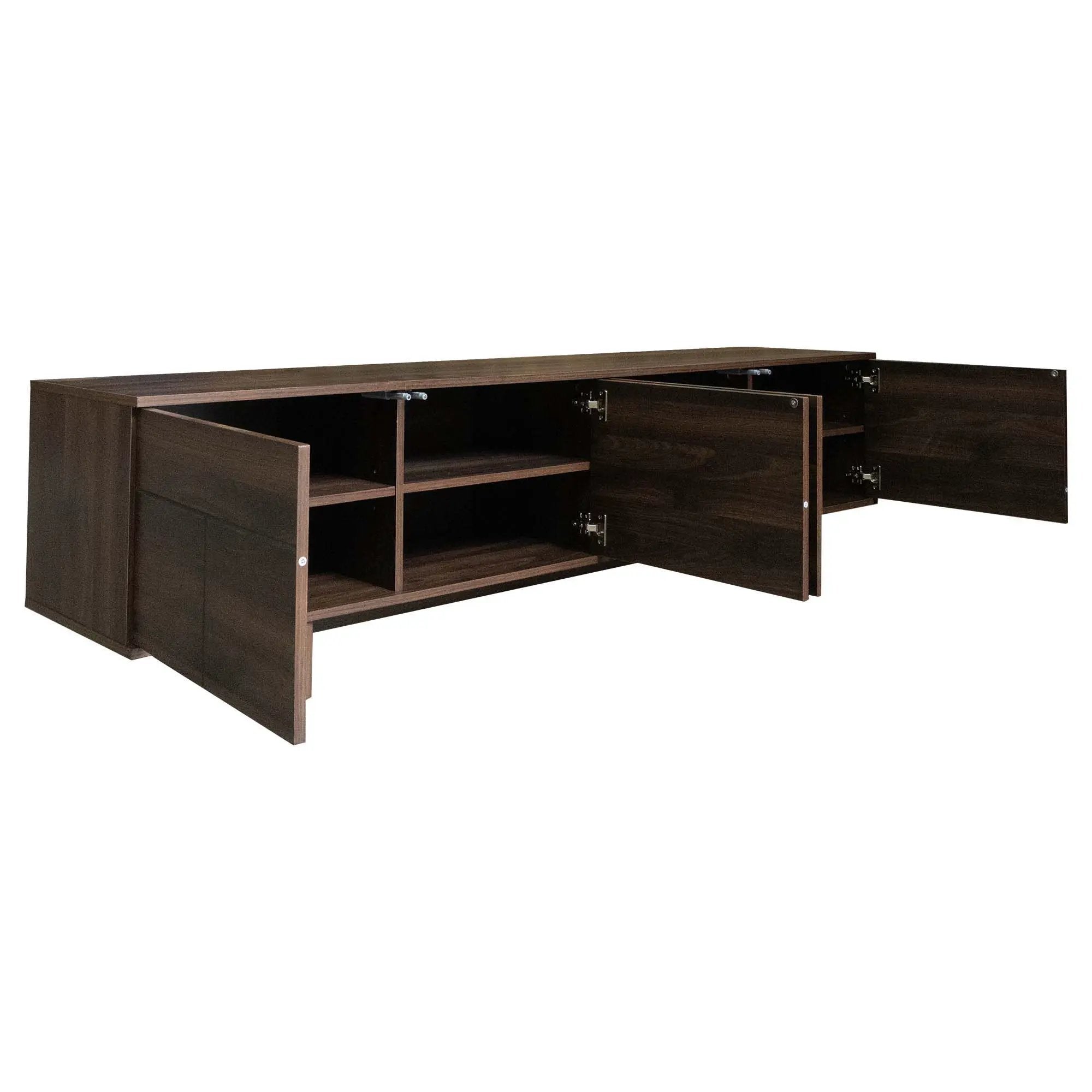 TV Stand For TVs Up To 85", Entertainment Center, Cable Management, Push Openers, Soft Closing Hinges & Adjustable Shelves - Dark Brown by HouseOfZazla