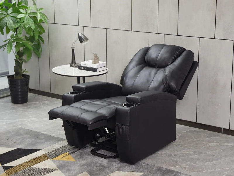 Modern Recliner Chair With Cup Holders, Remote Control by Unique Piece Furniture