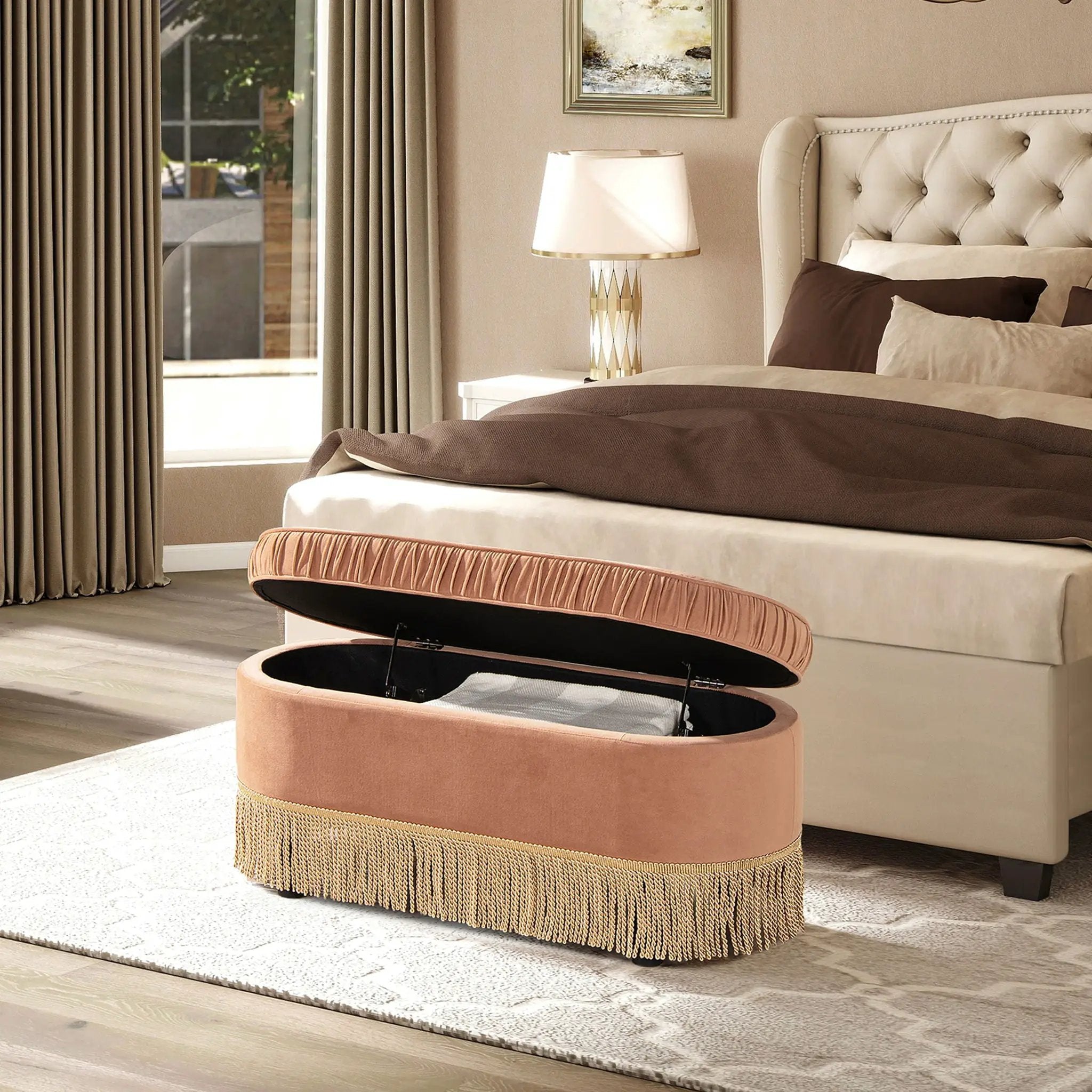 Serena - Contemporary Design Oval Storage Bench Ottoman by Unique Piece Furniture