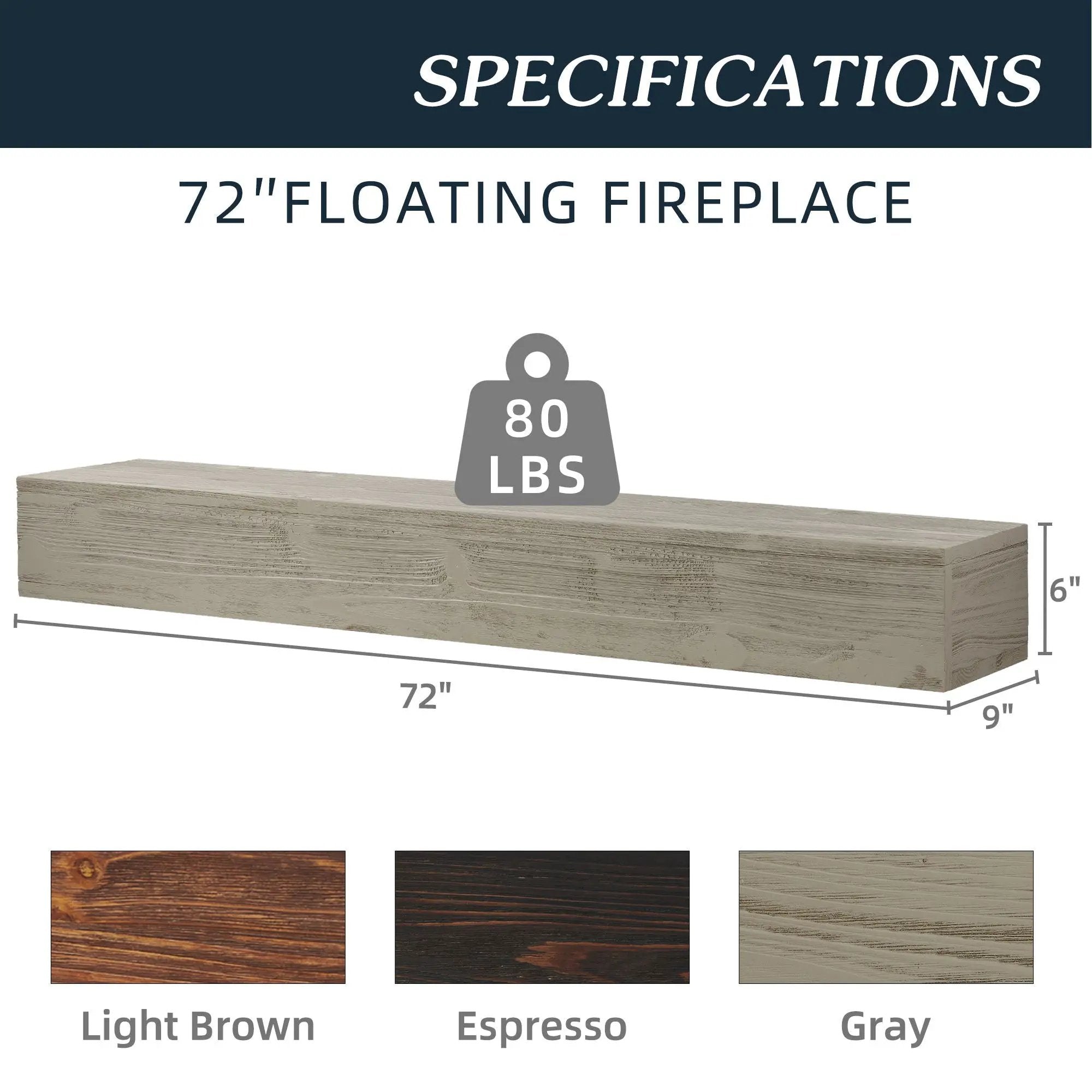 Rustic Wood Fireplace Mantel, Wall-Mounted & Floating Shelf For Home Decor by HouseOfZazla