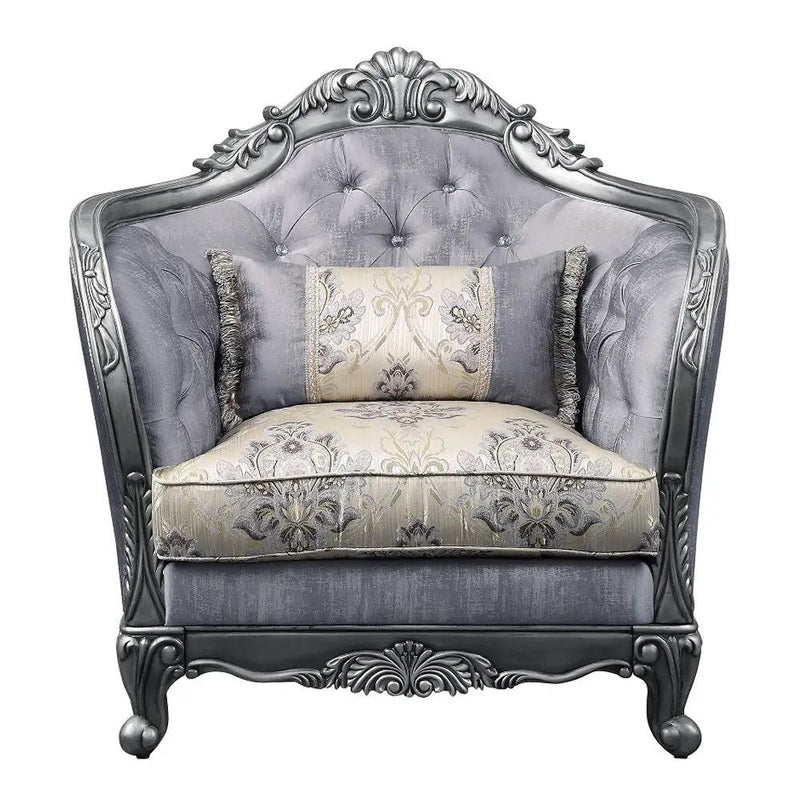 Ariadne - Chair With Pillow - Fabric & Platinum by Unique Piece Furniture