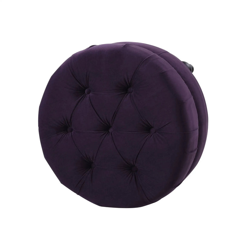 Dawn - Tufted Round Ottoman Nailhead Accents - Purple by Unique Piece Furniture