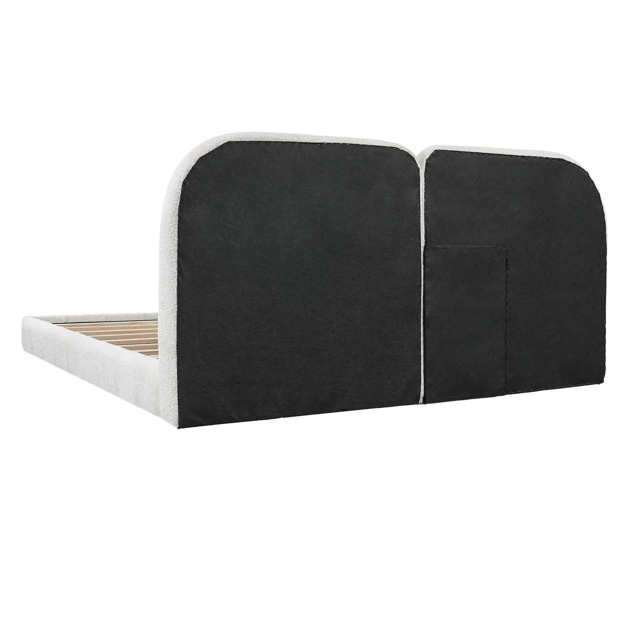 King Size Boucle Upholstered Platform Bed with Tufted Headboard by HouseOfZazla