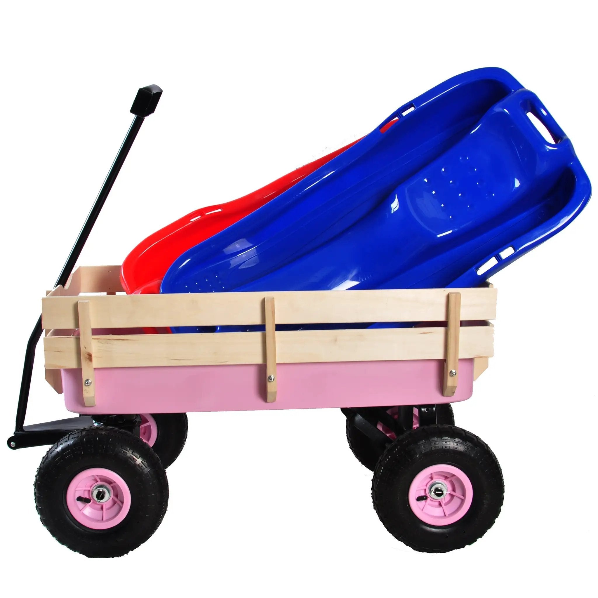 Outdoor All Terrain Garden Wagon with Wooden Railings and Pneumatic Tires by HouseOfZazla