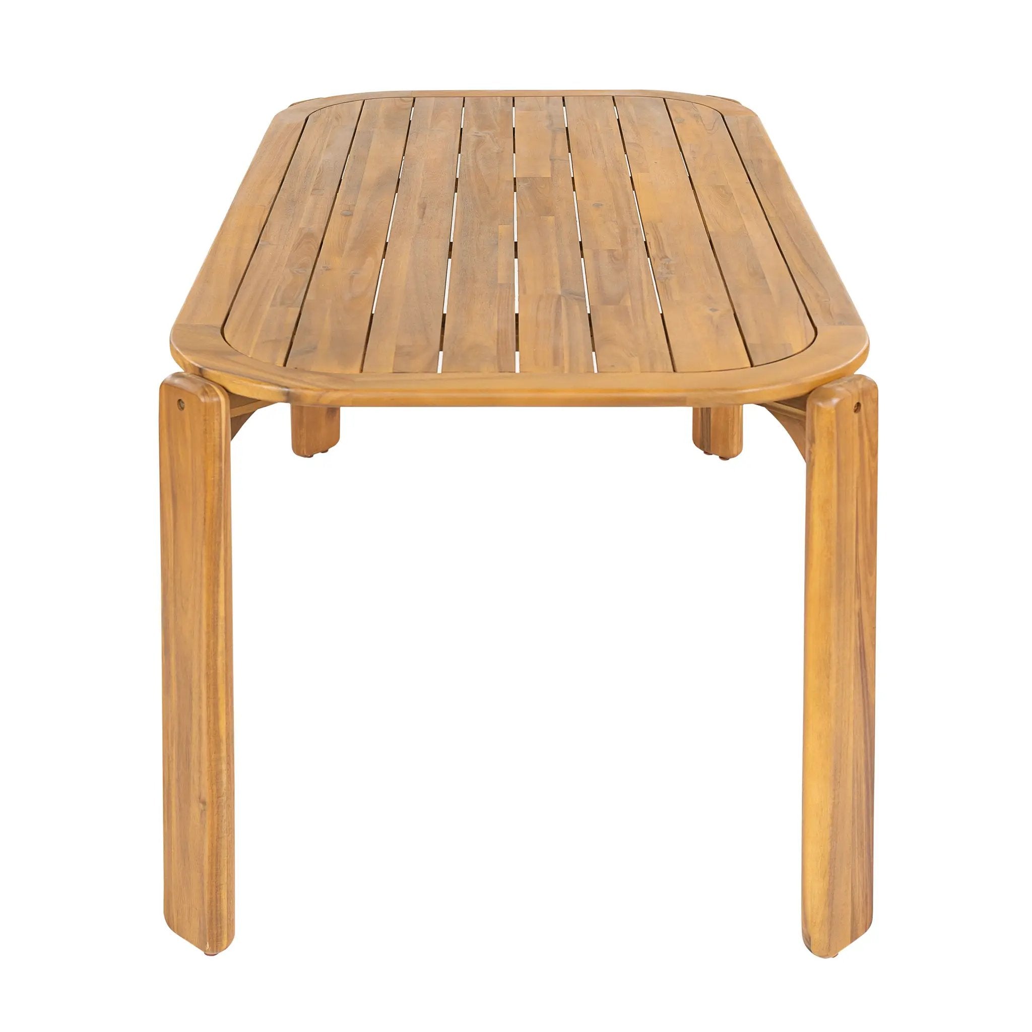 Kaja Outdoor Acacia Wood Dining Table, Teak Finish with Slat Design by HouseOfZazla