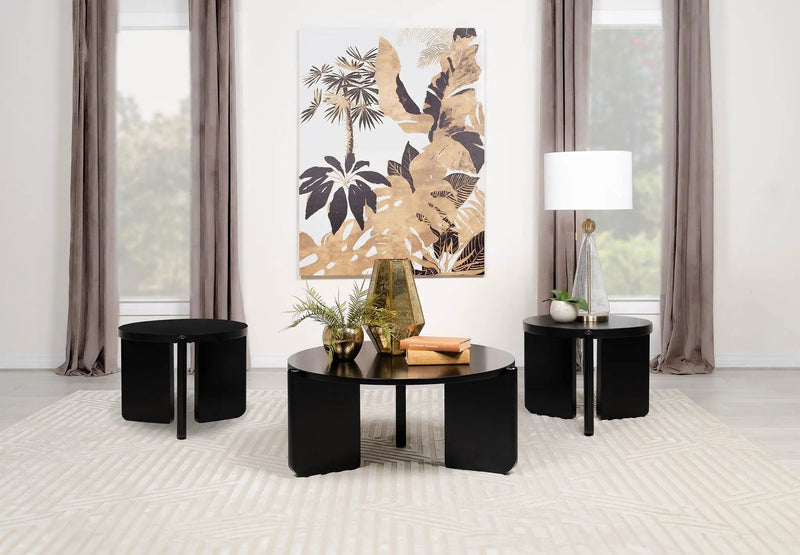 Cordova 3-piece Solid Wood Coffee and End Table Set Black by Unique Piece Furniture