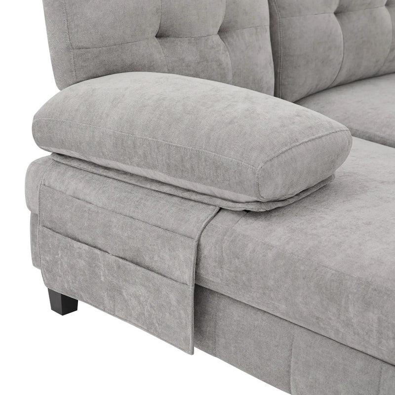 U-Shaped Sectional Sofa 103.5" Fabric Couch With Dual Chaise Lounges, Storage Pockets, Armrest Pillows by HouseOfZazla