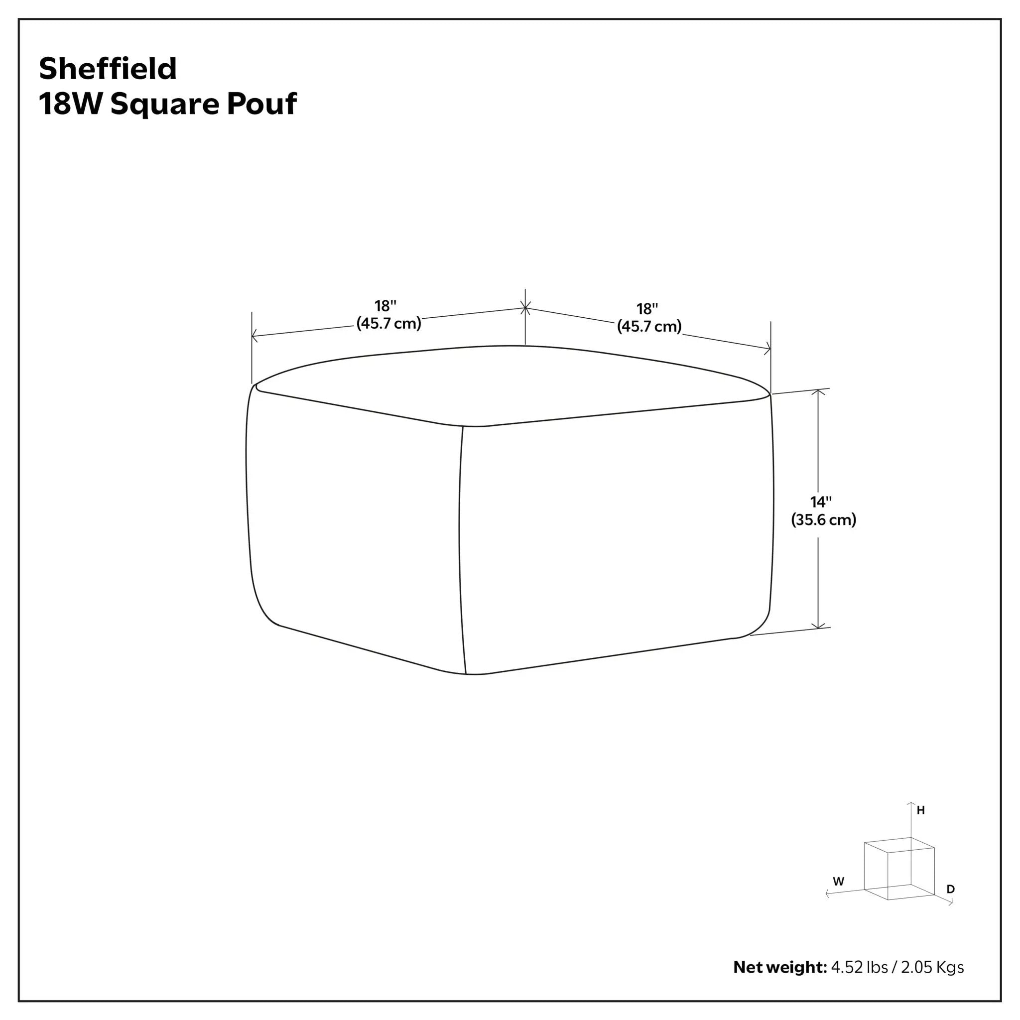 Sheffield - Square Pouf - Distressed Dark Brown by Unique Piece Furniture