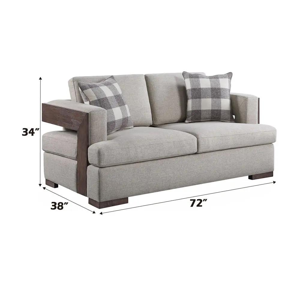Niamey - Loveseat With 2 Pillows - Fabric & Walnut by Unique Piece Furniture