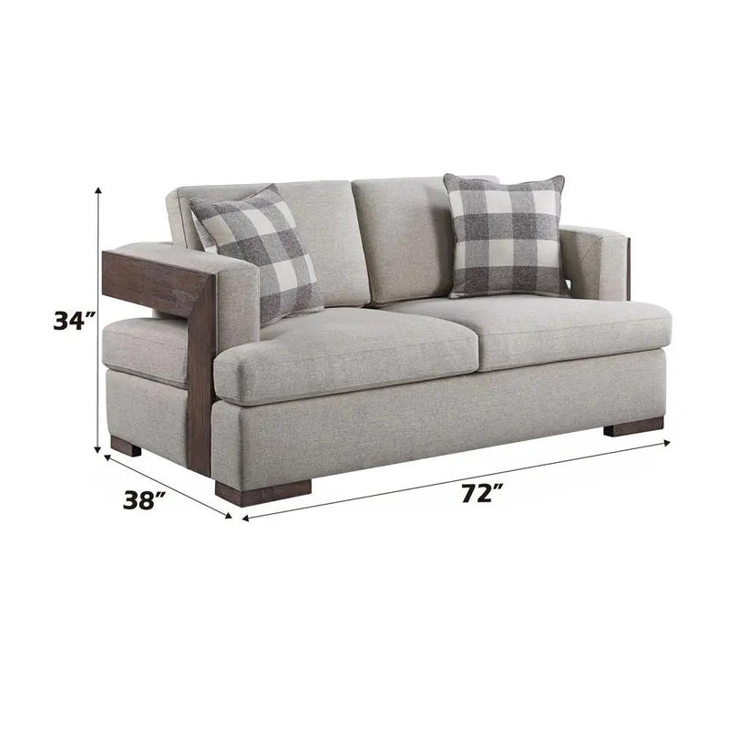 Niamey - Loveseat With 2 Pillows - Fabric & Walnut by Unique Piece Furniture