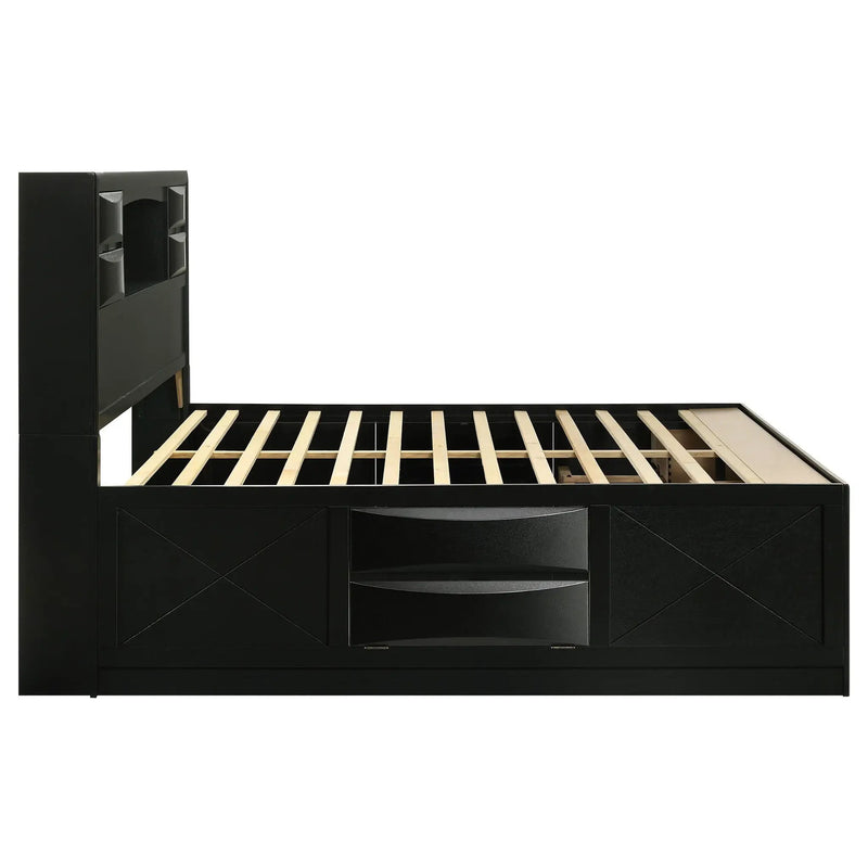 Briana Wood California King Storage Bookcase Bed Black by Unique Piece Furniture